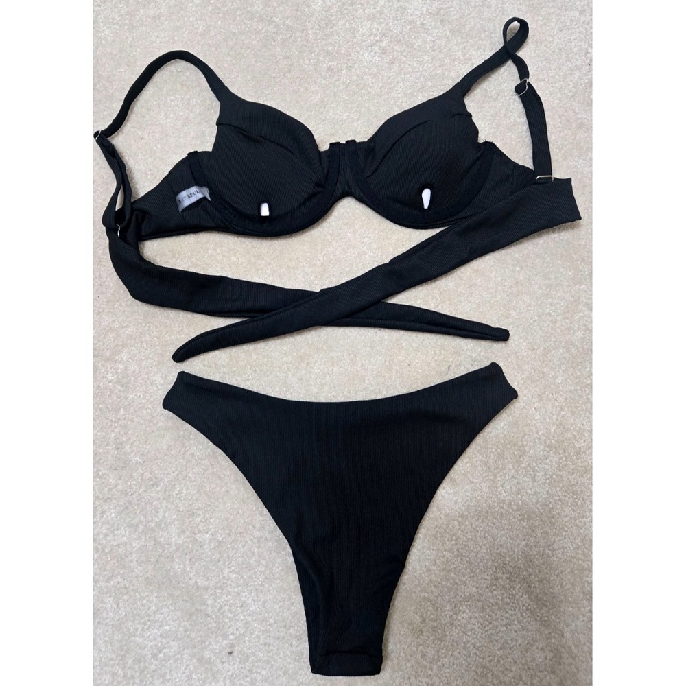 ZAFUL Underwire Ribbed Bikini Set Women's S Black NWOT - Picture 4 of 10